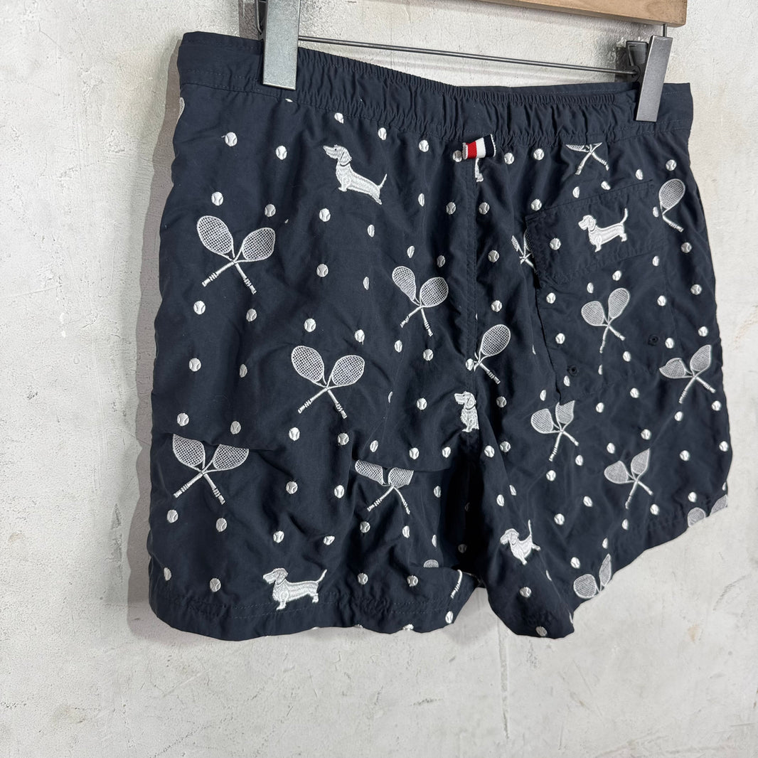 Thom Browne Tennis Dachsound Swim Trunks