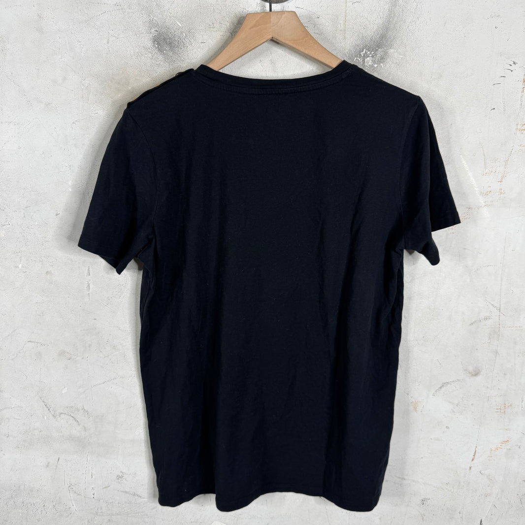 Balmain Metallic Font Buttoned Sleeve T-Shirt