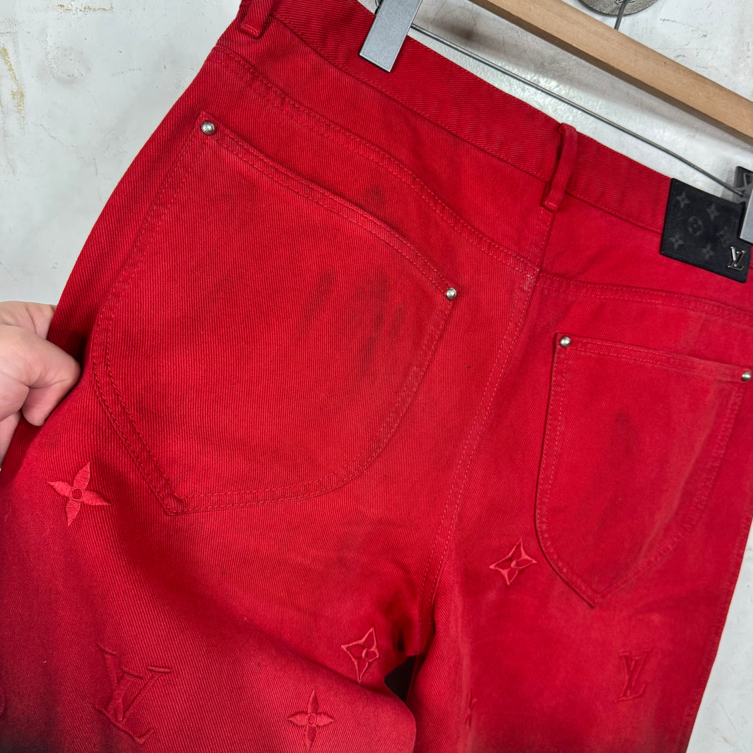 Louis Vuitton Red Gradient Monogram Jeans