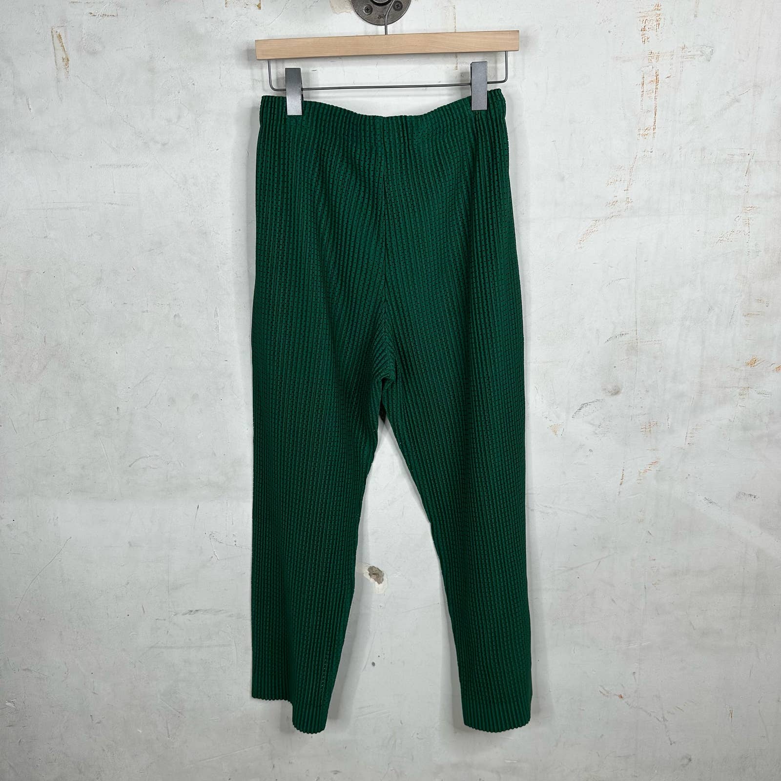 Issey Miyake Green Pleates Mesh Pants