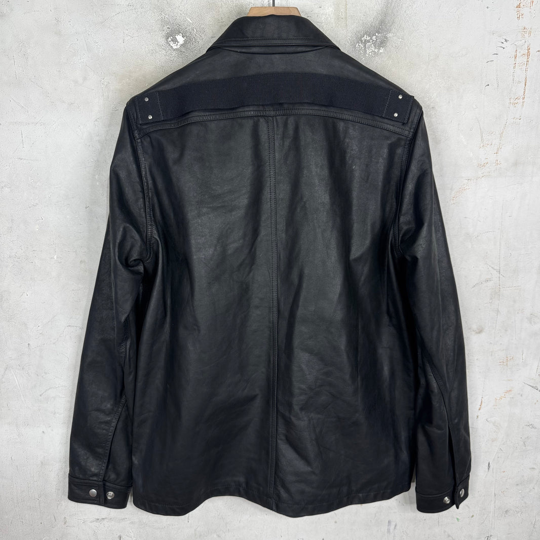 Rick Owens Leather Porterville Strapped Leather Zip Jacket