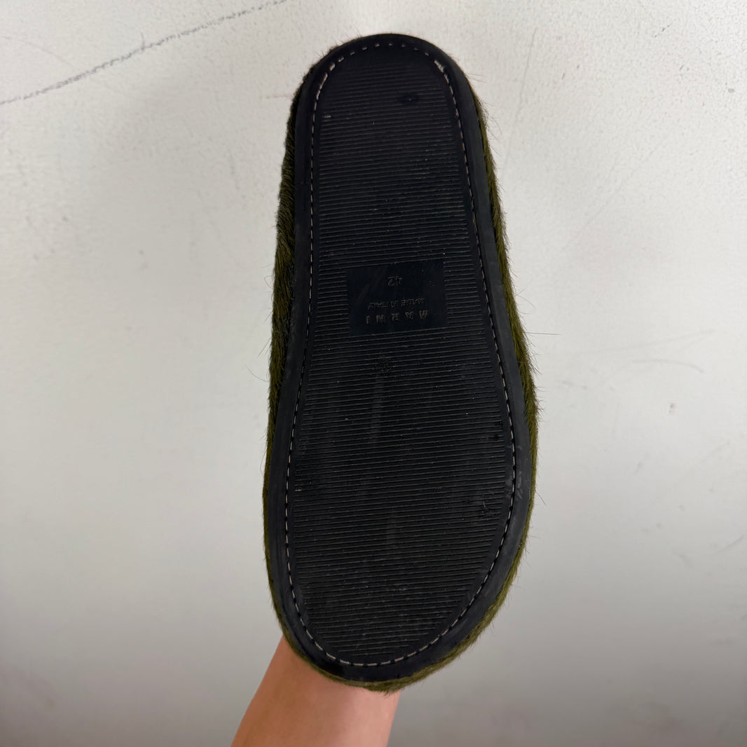 Marni Green Fuzzbit Mules