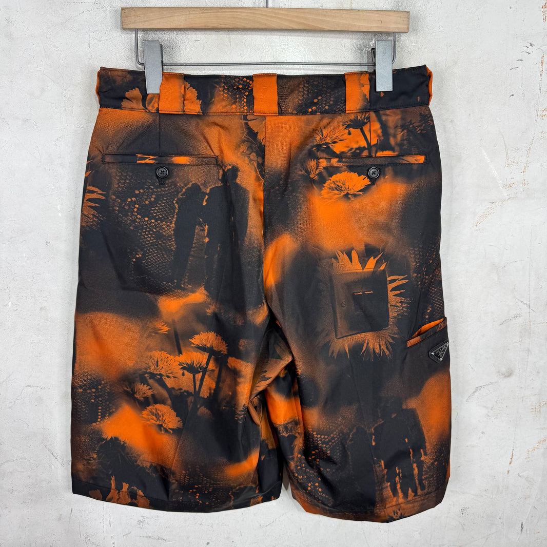 Prada Nylon Plaqued Patterned Shorts
