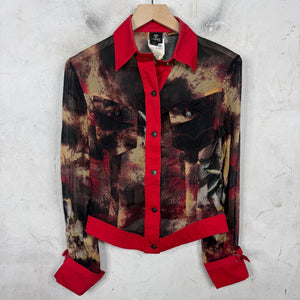 Versace Sheer Silk Printed Trucker Jacket