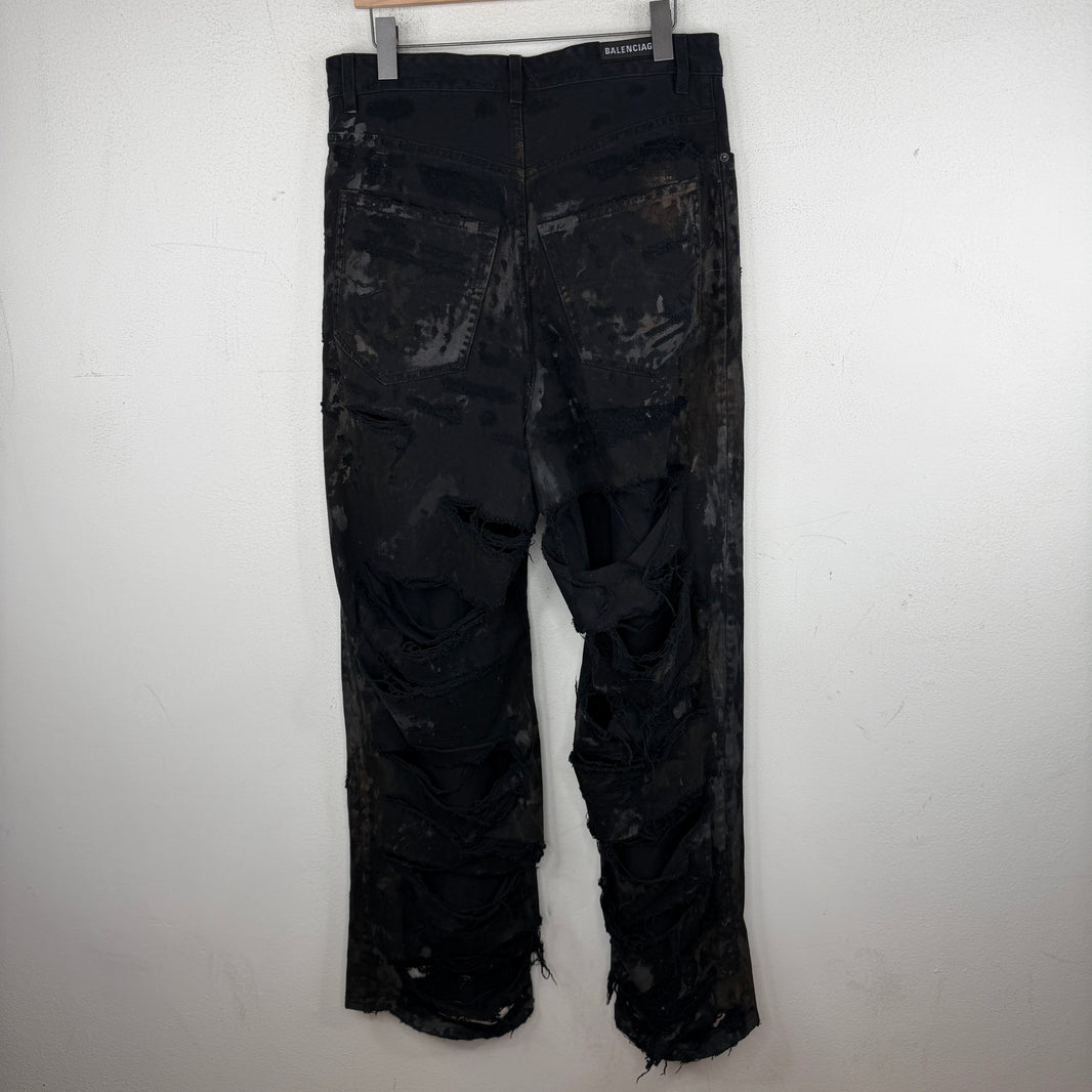 Balenciaga Mud Show Ripped Jeans