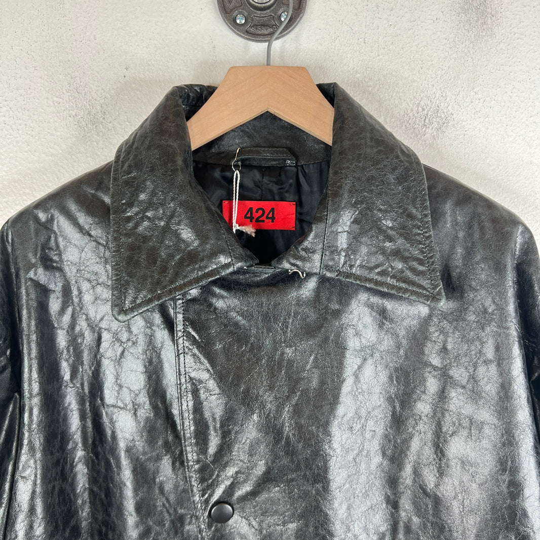 424 Paper Leather Trench Coat