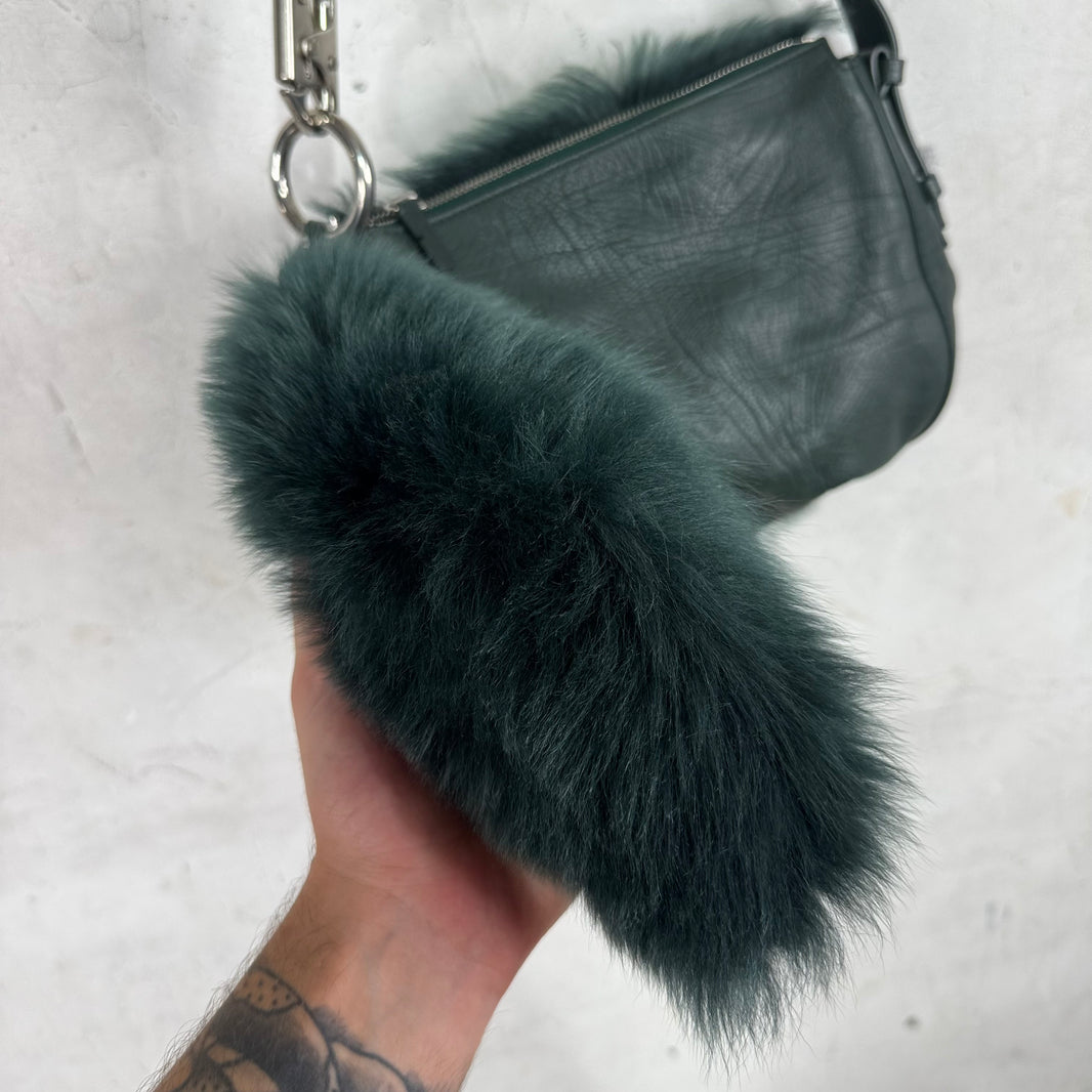Burberry Fuzzy Leather Messenger Pouch Bag