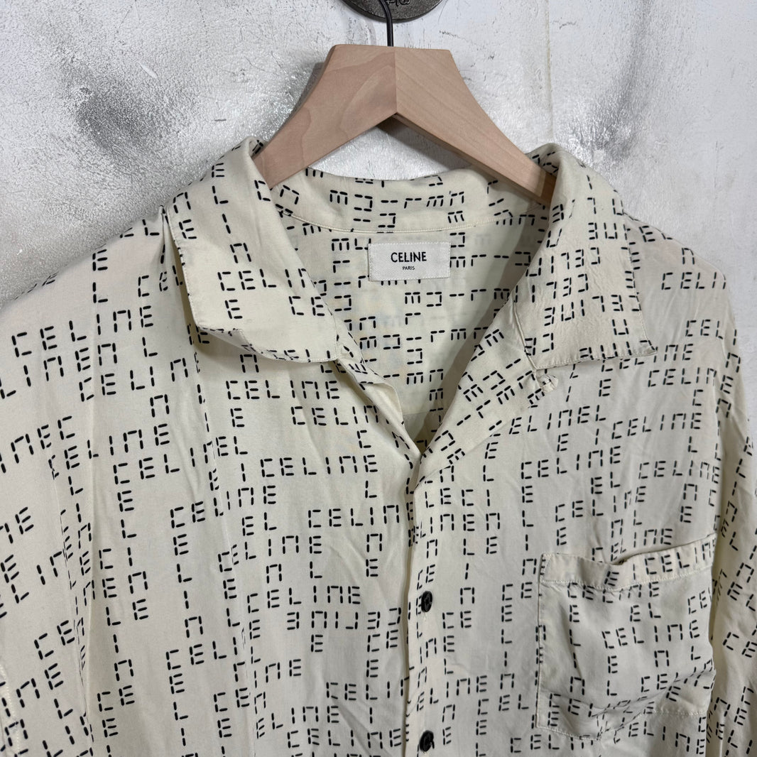 Celine Time Monogram Logo Viscose Shirt