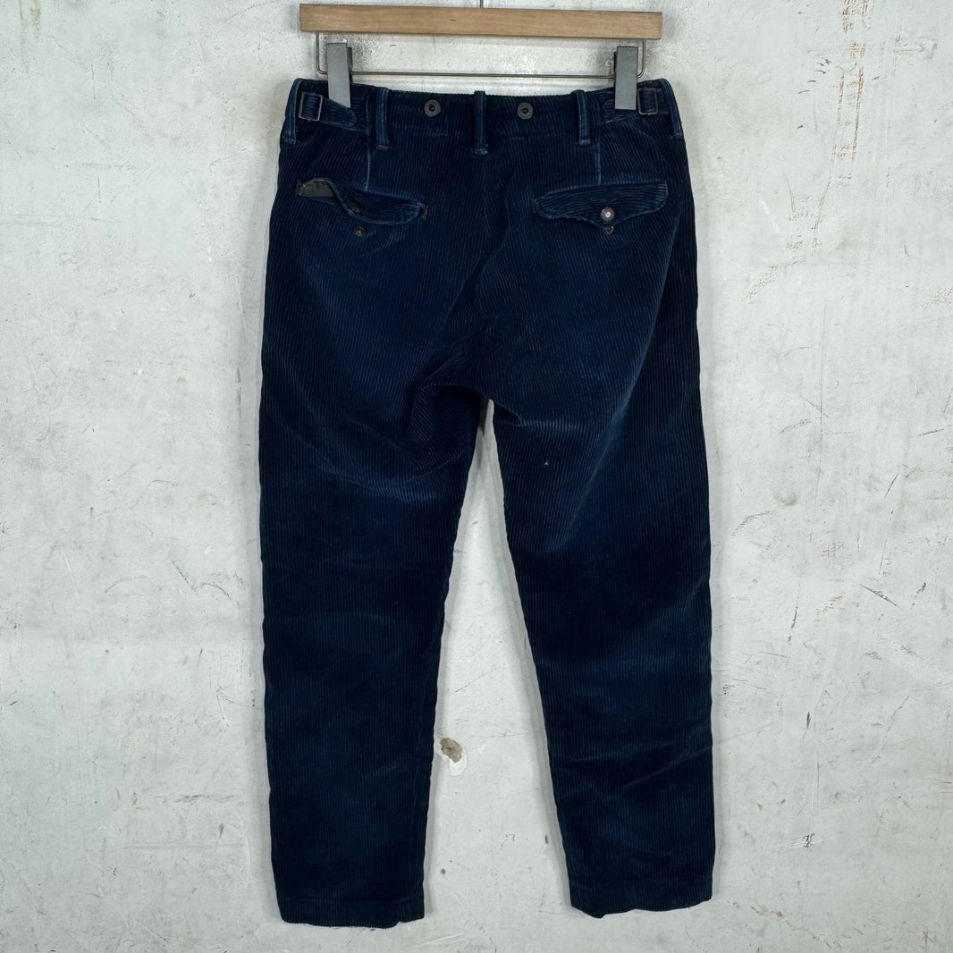 RRL Navy Corduroy Repaired Trousers