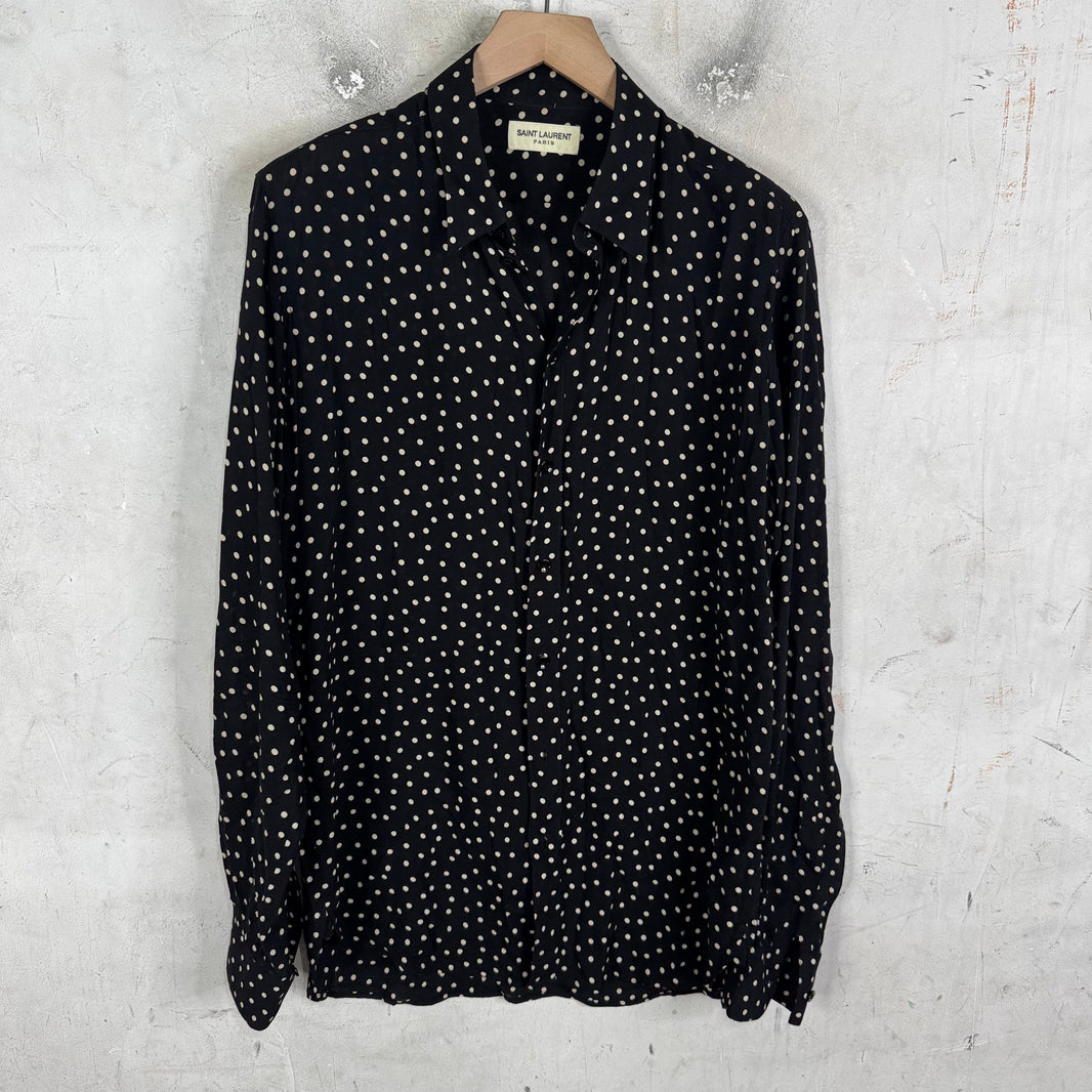 Saint Laurent Black Polka Dot LS Shirt