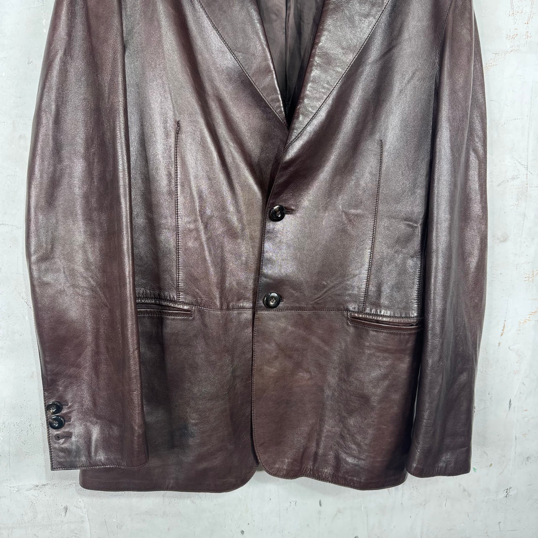 Giorgio Armani Leather Brown Blazer