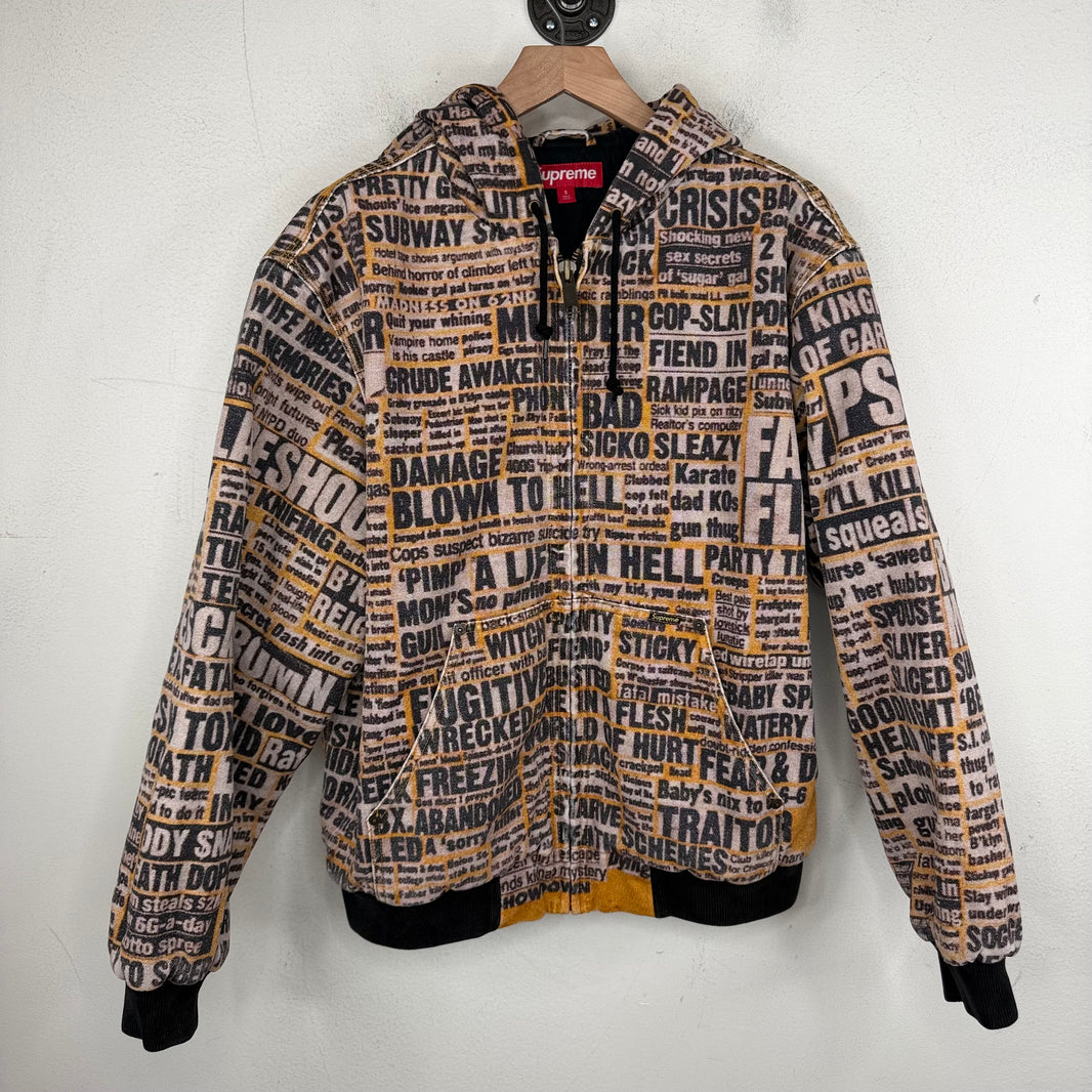 Supreme Dash Snow Newspaper Hooded Work Jacket