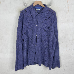 Bode Purple Crochet Shirt