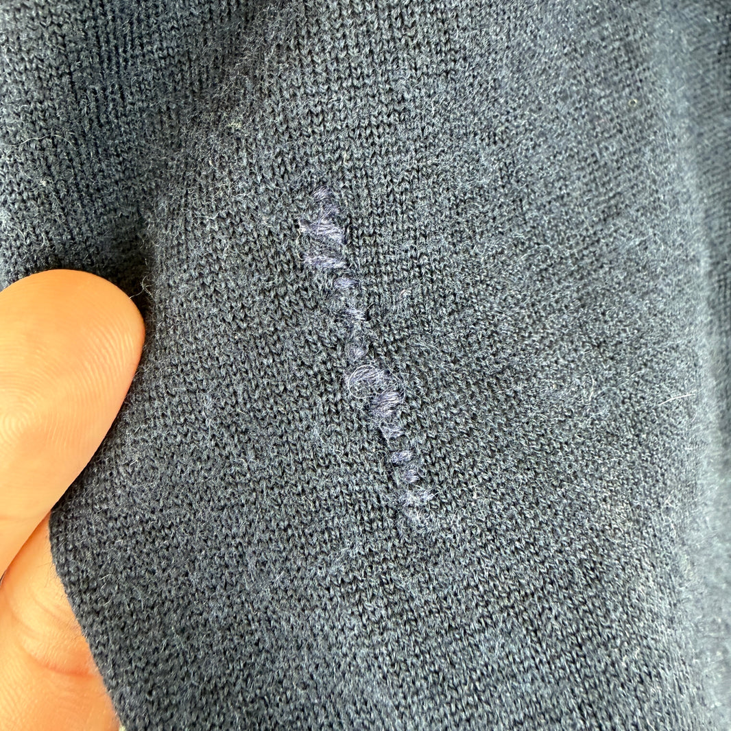 Prada Navy Knit LS Polo T-Shirt