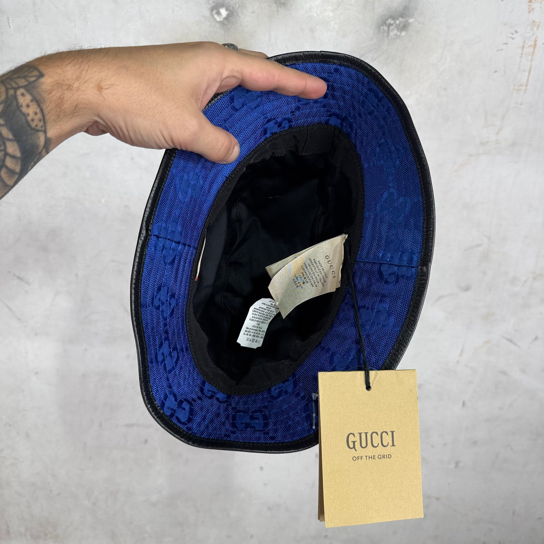 Gucci Blue Monogram Bucket Hat New