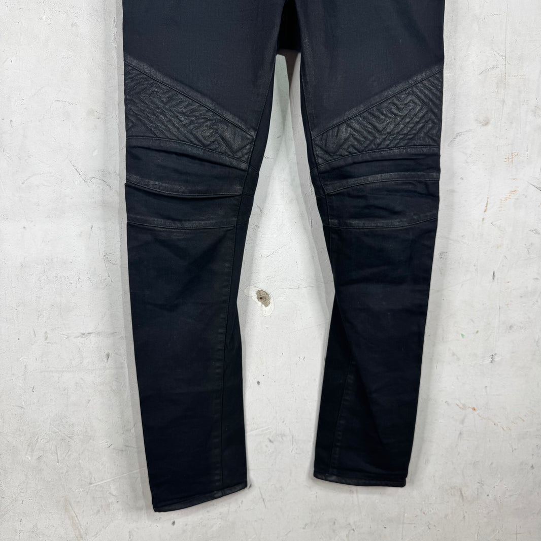 Balmain Waxed Biker Jeans