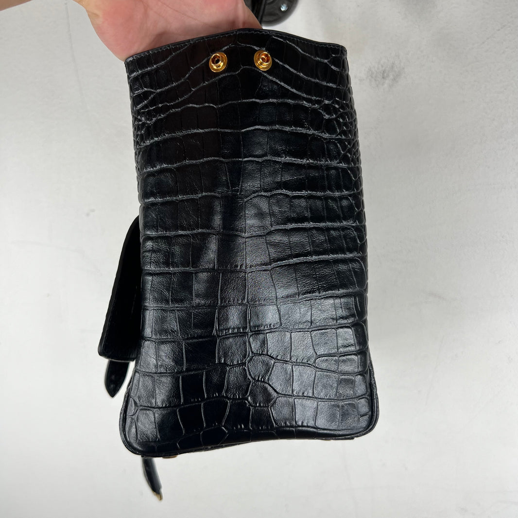 Balenciaga Medium Croc-Embossed Bel-Air Bag