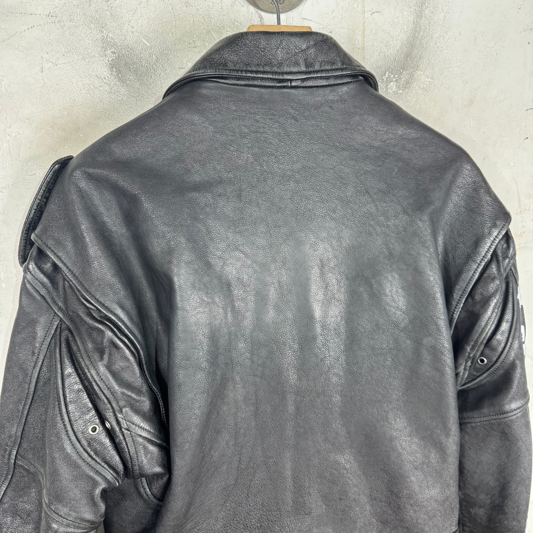 Balenciaga Tape Graphic Leather Biker Jacket