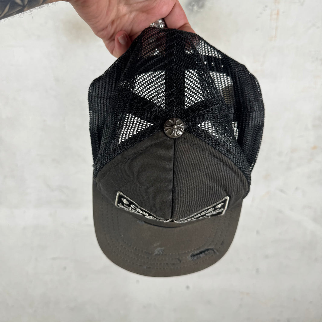 Chrome Hearts Smoked Distressed Trucker Hat