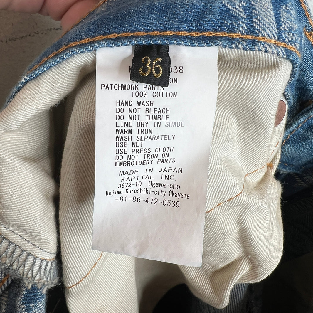 Kapital Blue Distressed Speak Easy Flared Denim Jeans