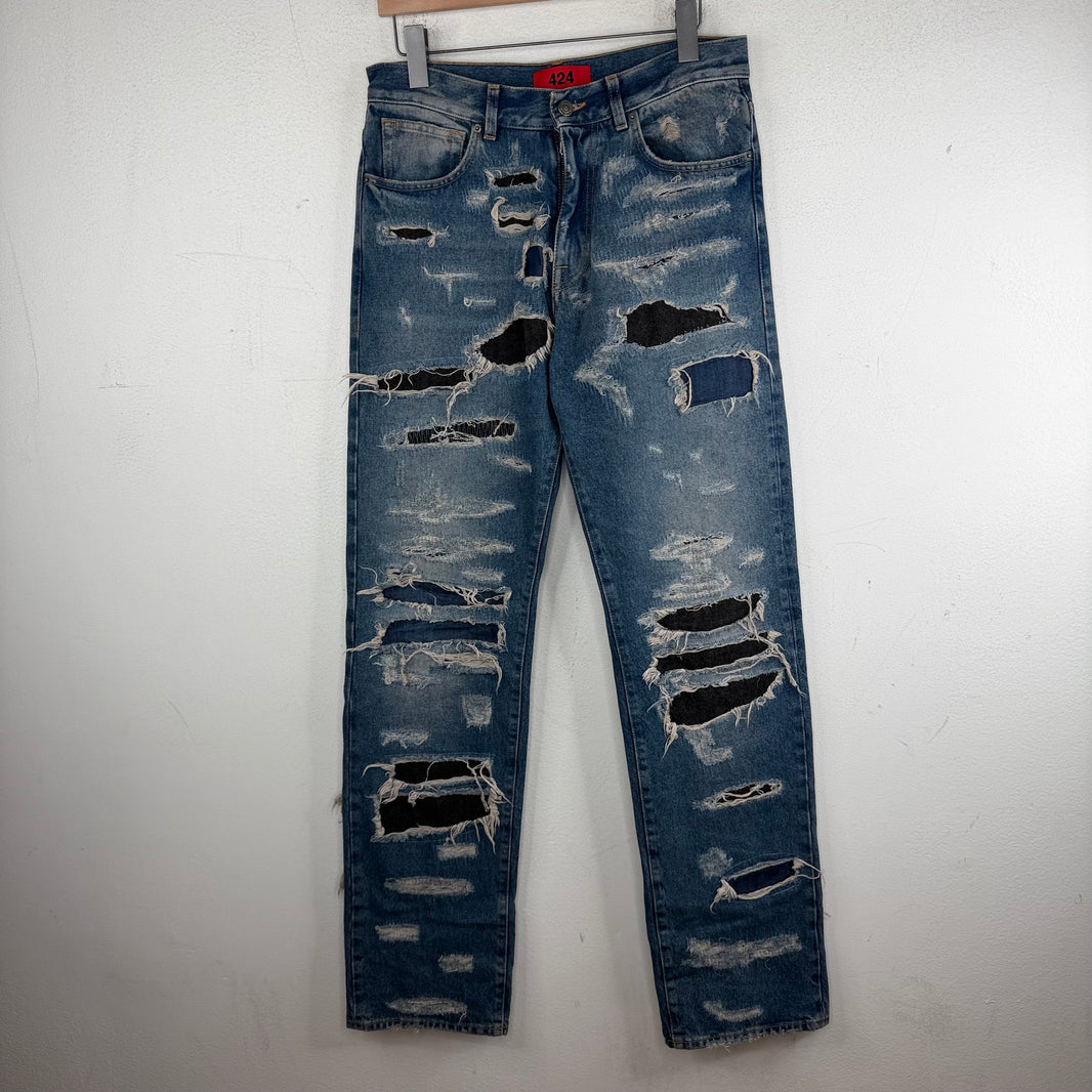 424 Distressed Boro Straight Leg Jeans