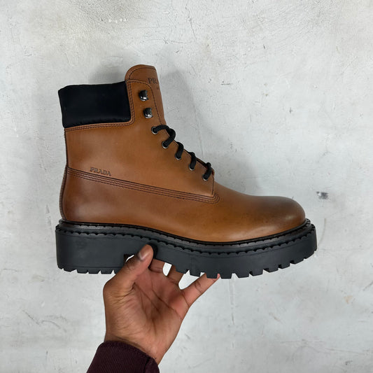 Prada Leather Combat Ranger Boots
