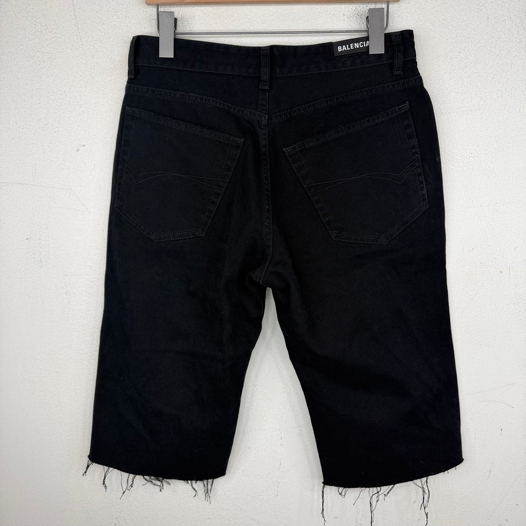 Balenciaga Long Cut-Off Jean Shorts