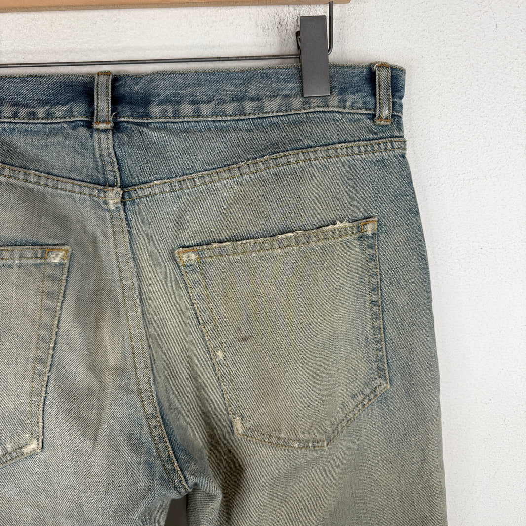 Saint Laurent Light Wash Knee Repair D02 Denim Jeans