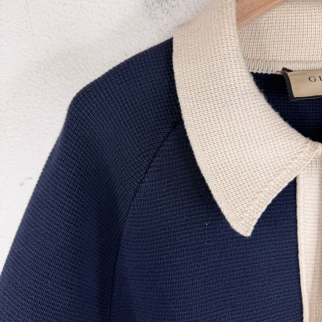 Gucci Navy Button-Up Knit Sweater