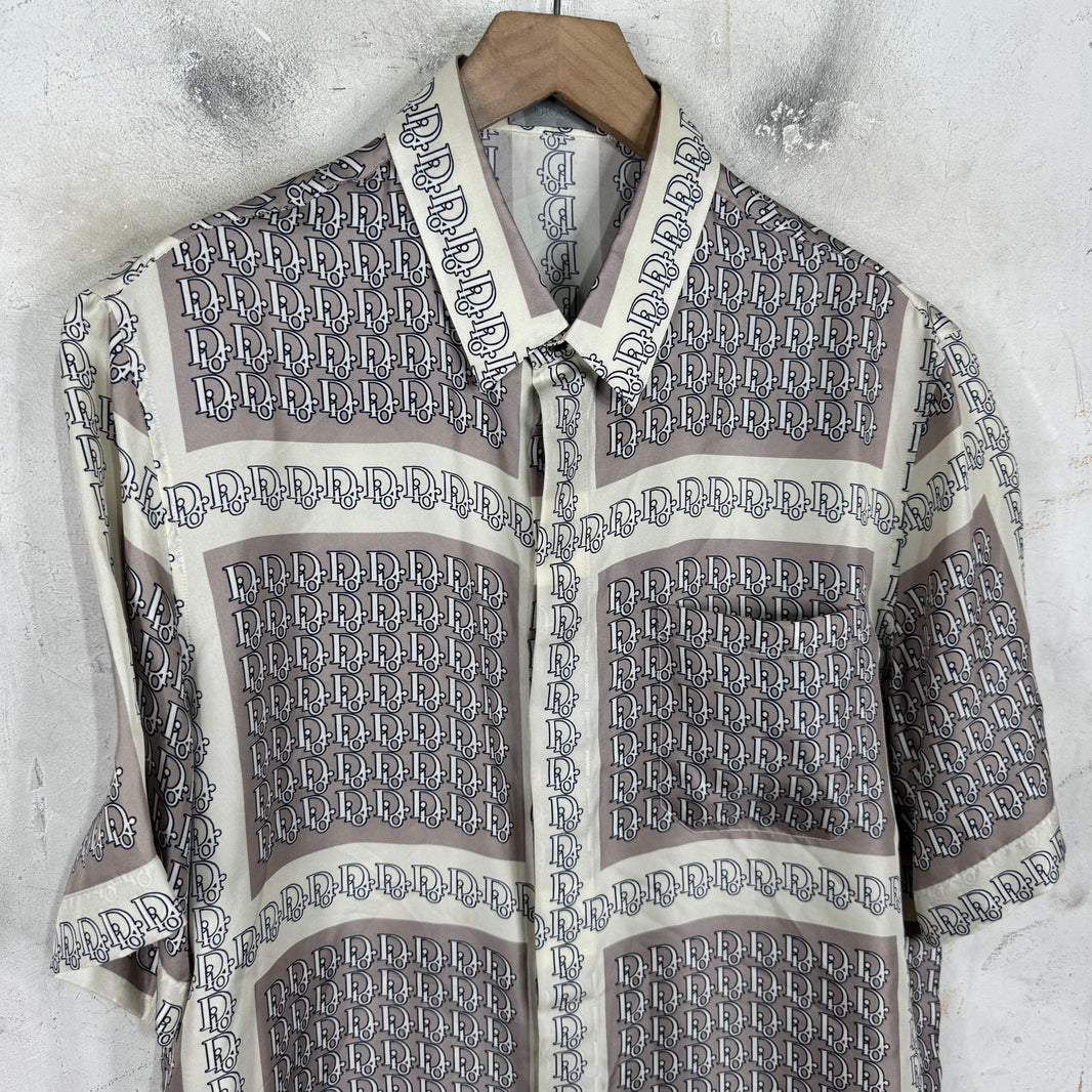 Dior Silk Grey/White Oblique Shirt