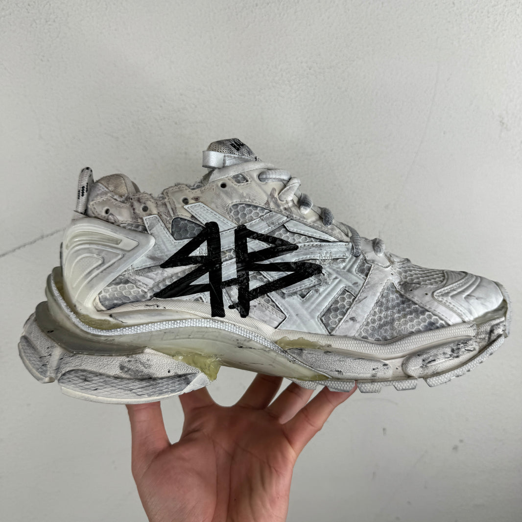 Balenciaga White Sample Graffiti Runner Sneakers