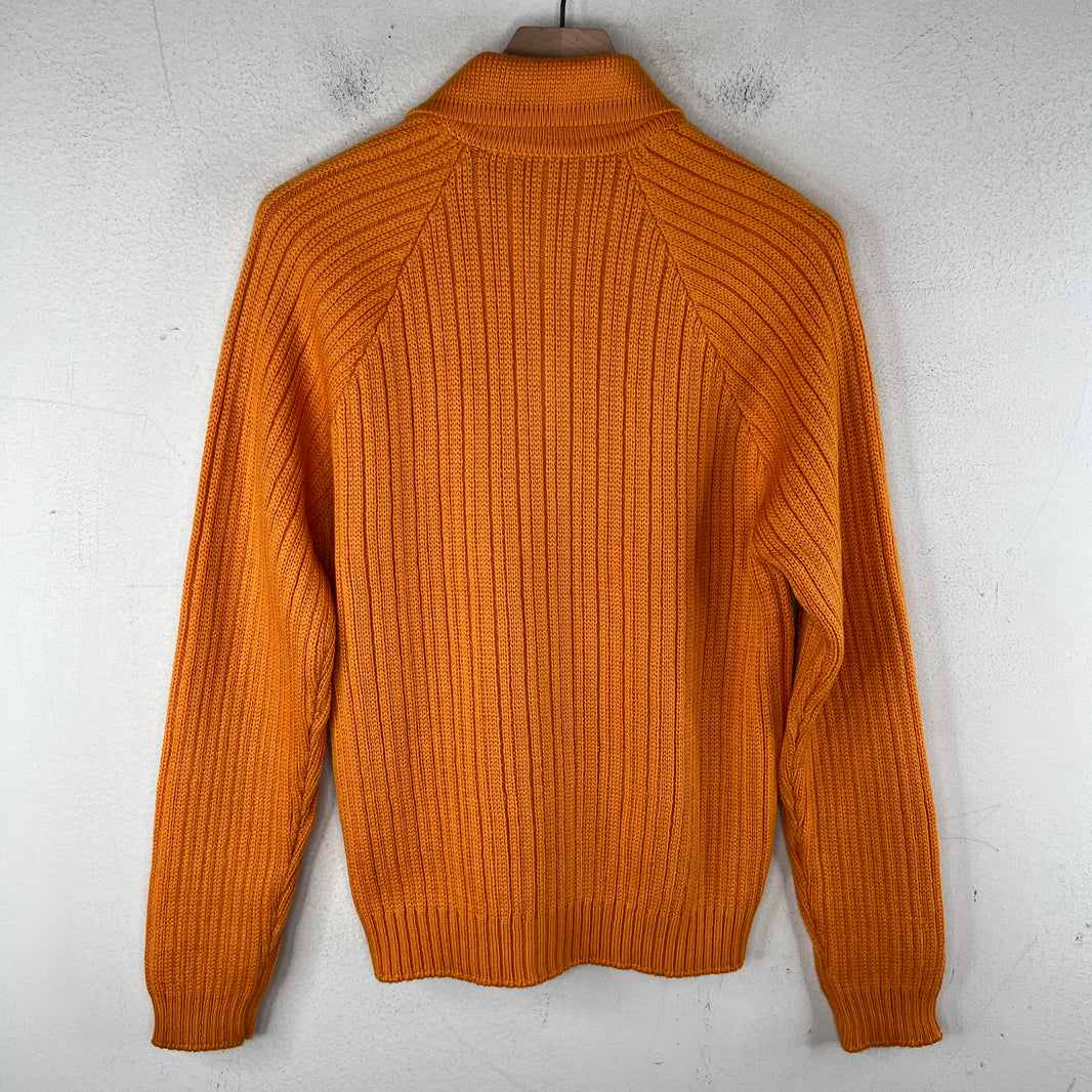 Prada Orange Button Up Diamond Knit Cardigan
