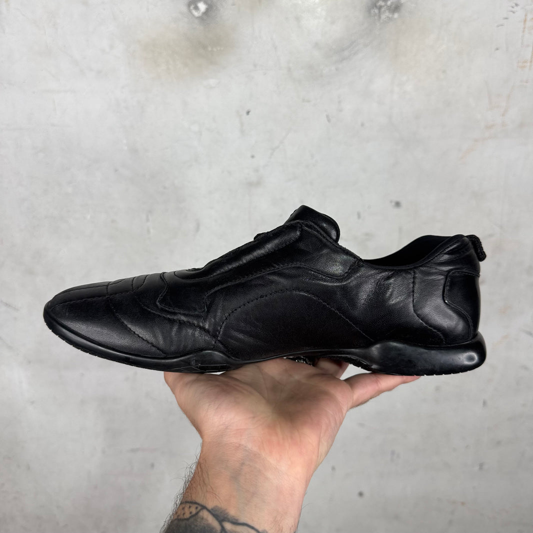 Prada Black Quilted Flat Leather Sneakers