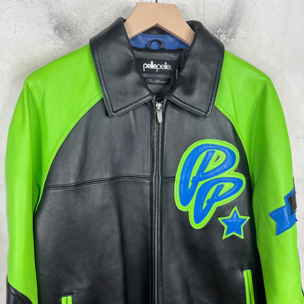 Pelle Pelle Black Green Soda Club Leather Jacket
