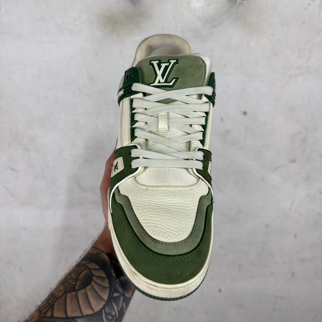 Louis Vuitton Green Leather Suede Trainers