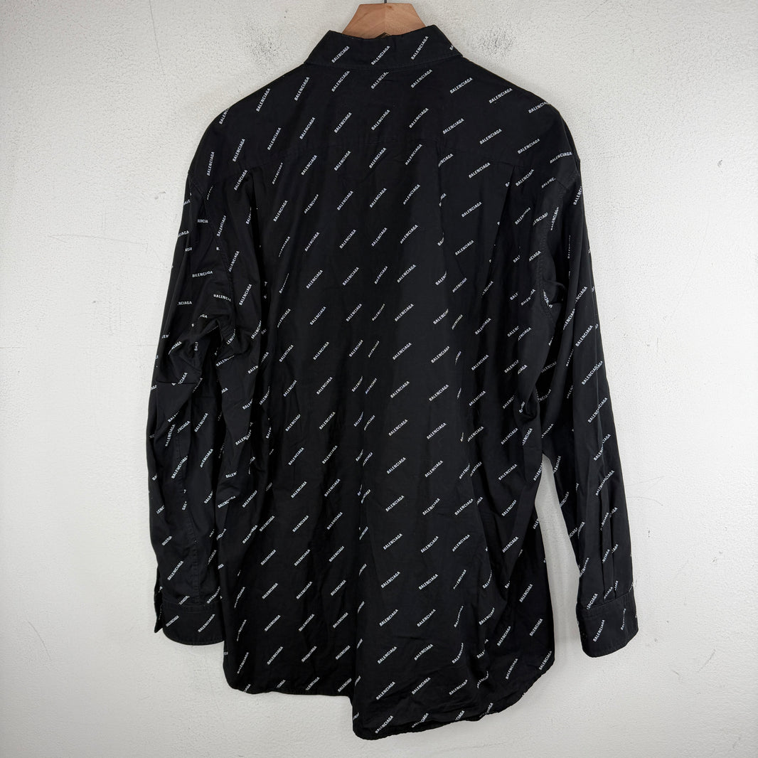 Balenciaga AOP Logo Button Up LS Shirt