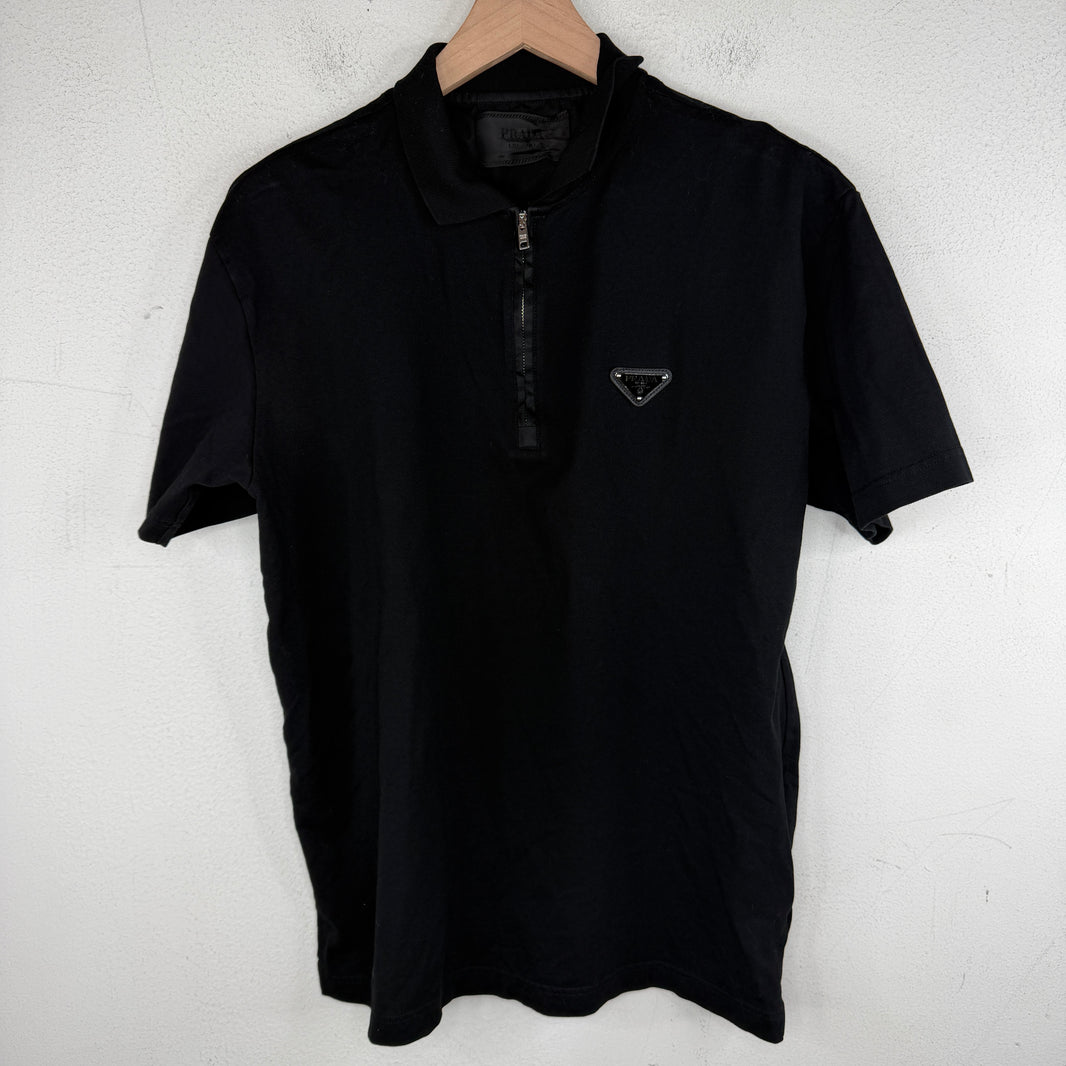 Prada Black Badge Zip Polo T-Shirt