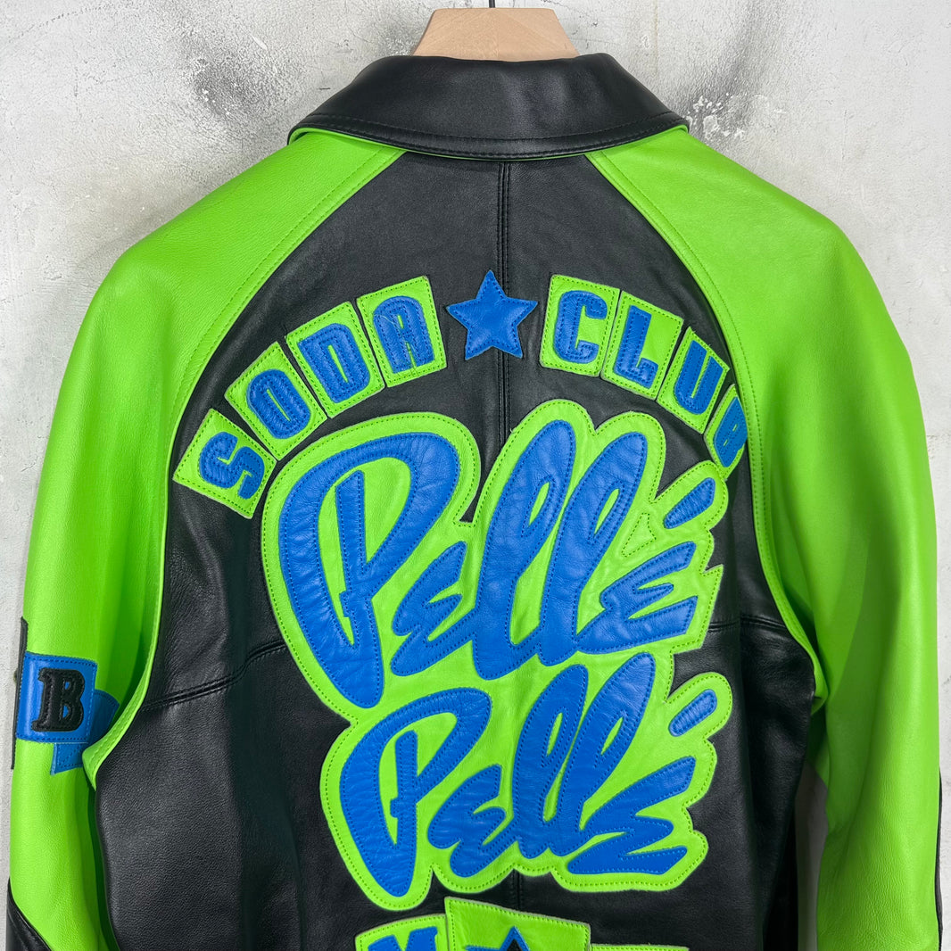 Pelle Pelle Black Green Soda Club Leather Jacket