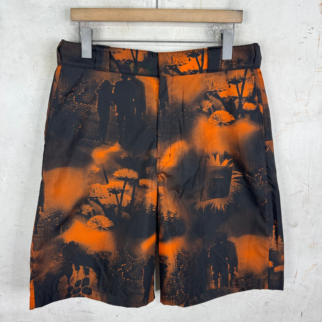 Prada Orange Printed Renylon Plaqued Shorts