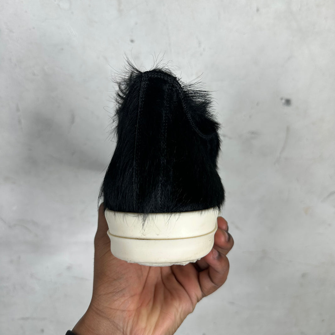 Rick Owens Black Furry Low Ramones Sneakers