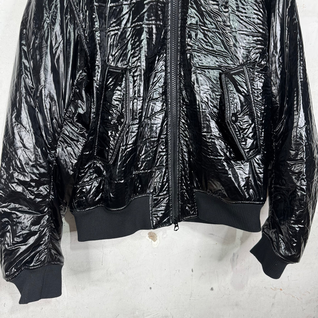 Dries Van Noten Black Glossy Back Zip Bomber