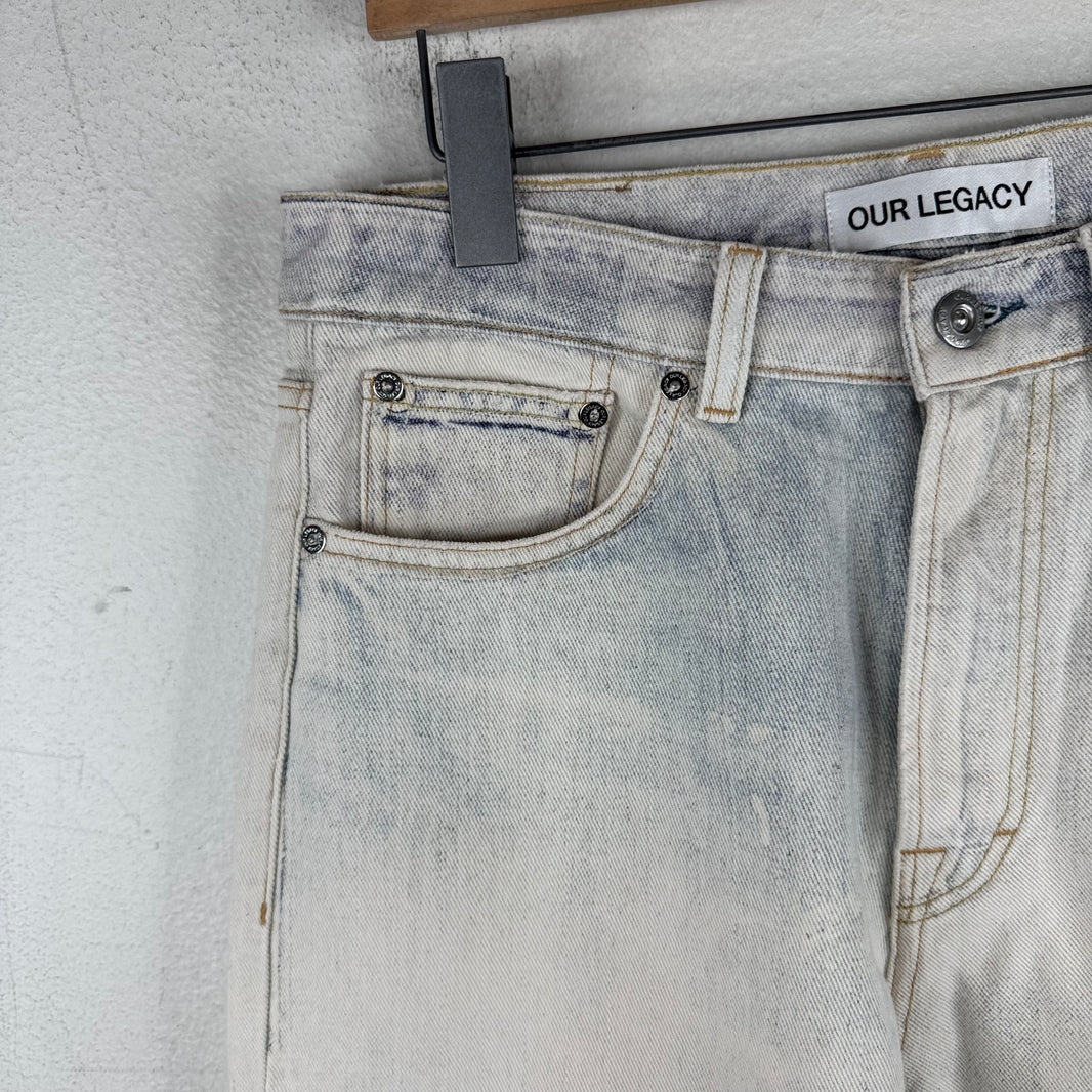 Our Legacy White Printed Third Cut Jeans
