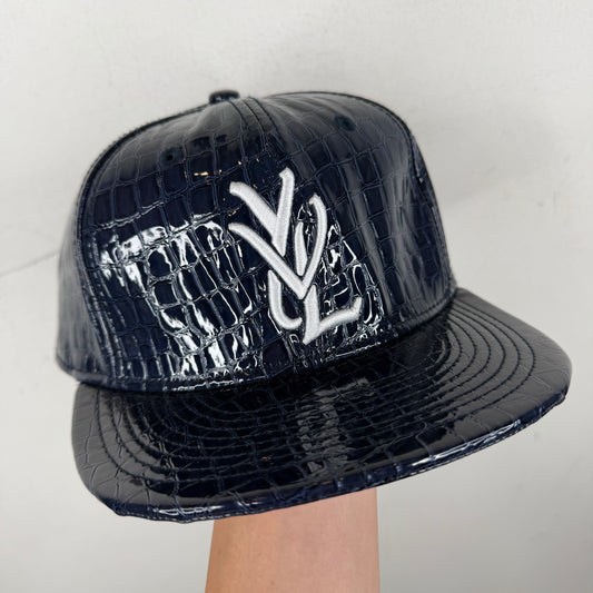 YVL Blue Snakeskin Patent Fitted Hat