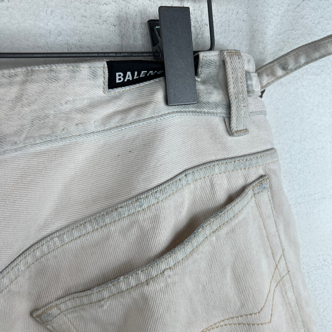 Balenciaga White Denim Convertible Cargo Pants