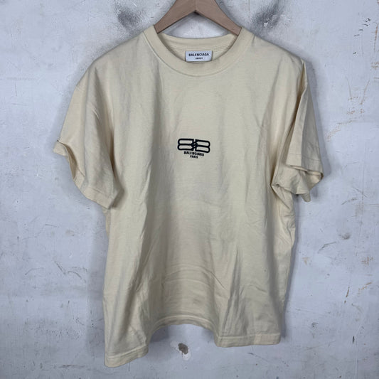 Balenciaga Cream BB Logo T-Shirt