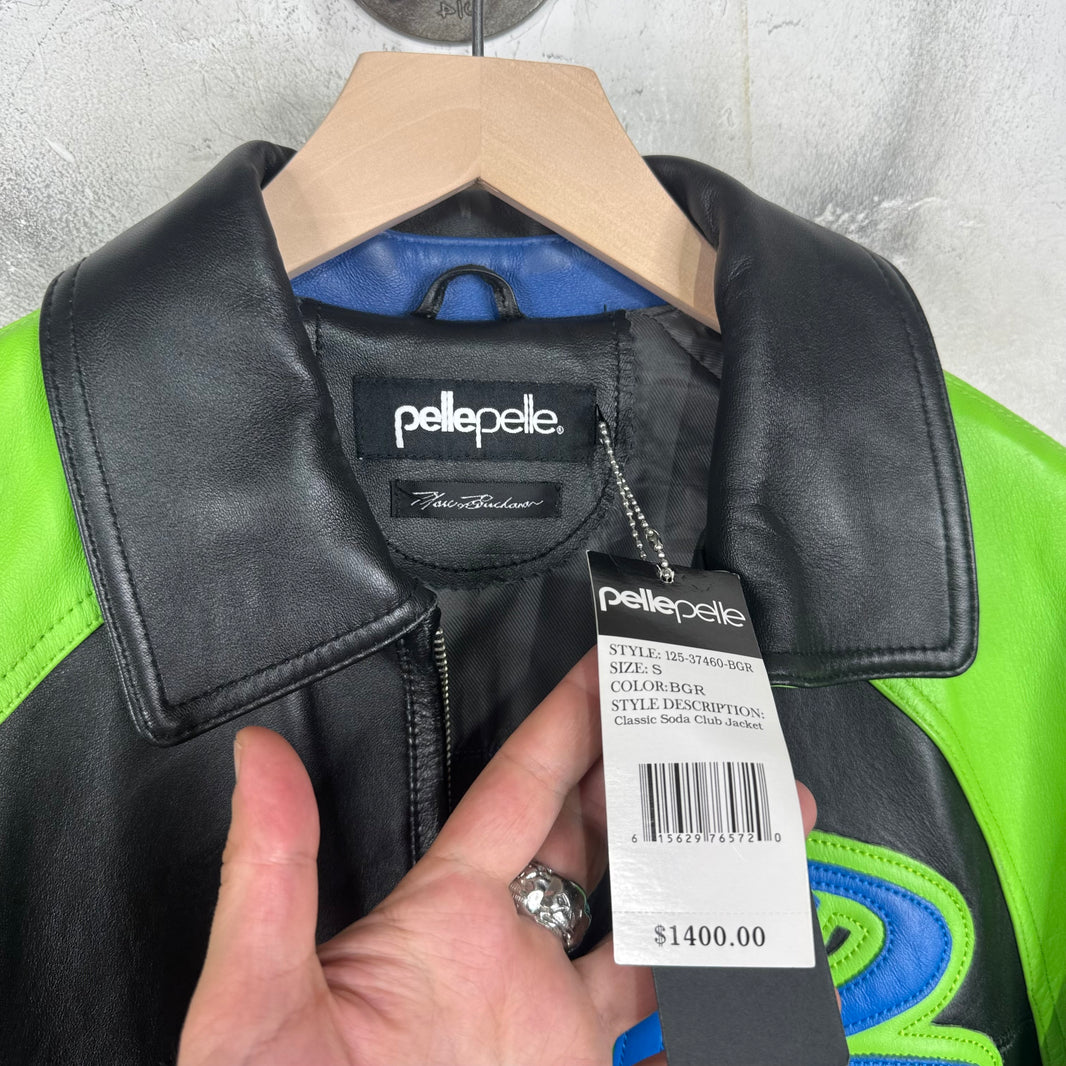 Pelle Pelle Black Green Soda Club Leather Jacket