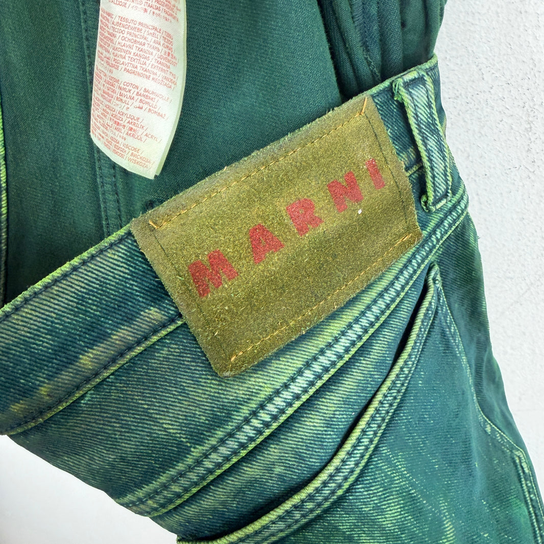 Marni Green Flared Denim Jeans