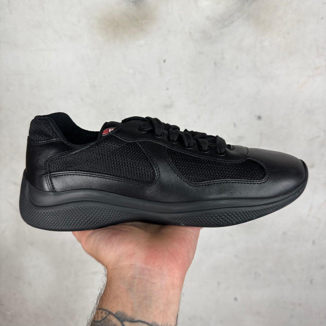 Prada Triple Black Flat Leather Americas Cup
