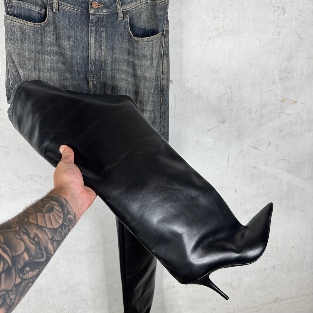 Balenciaga Denim Leather Pantashoe Heels