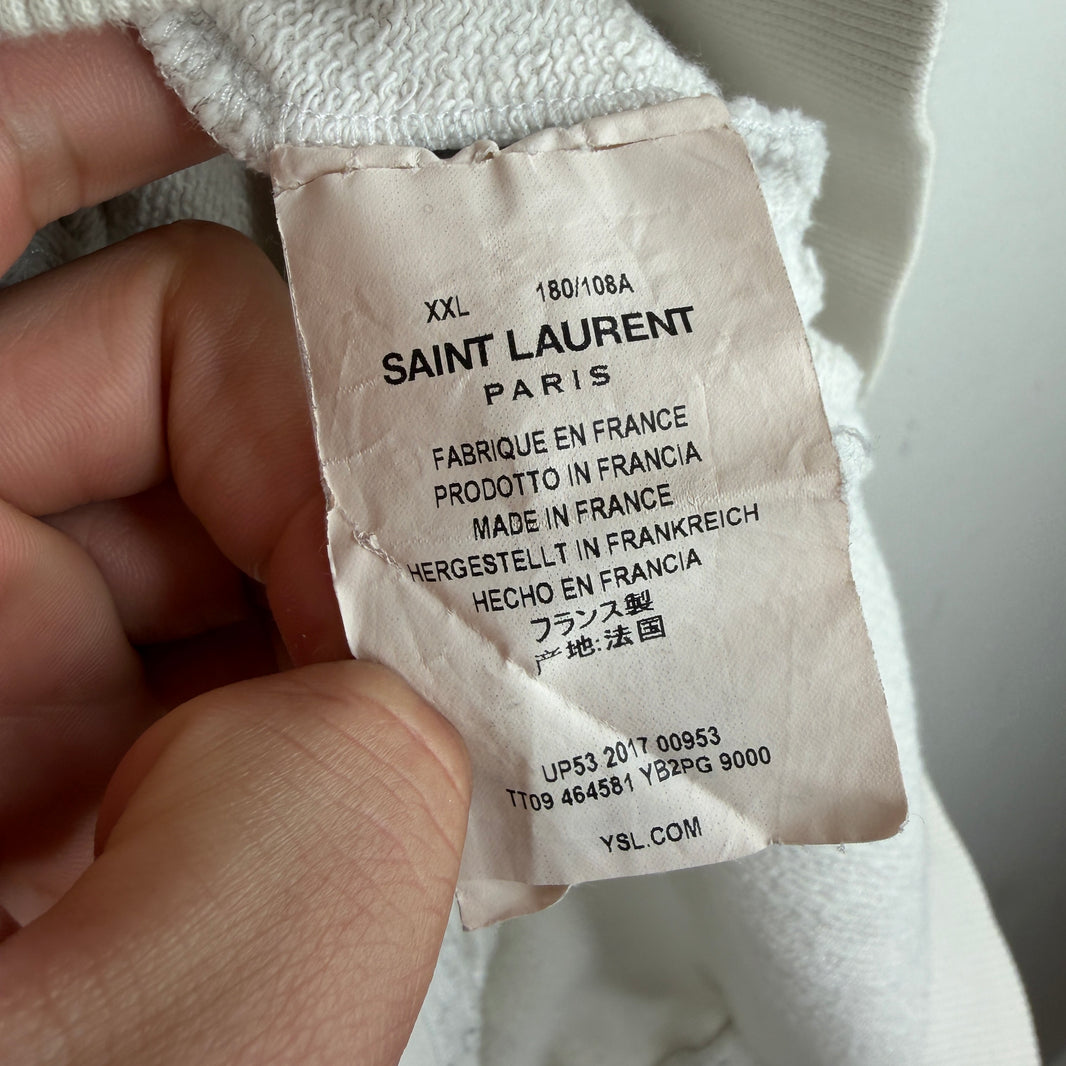 Saint Laurent Small Logo White Hoodie